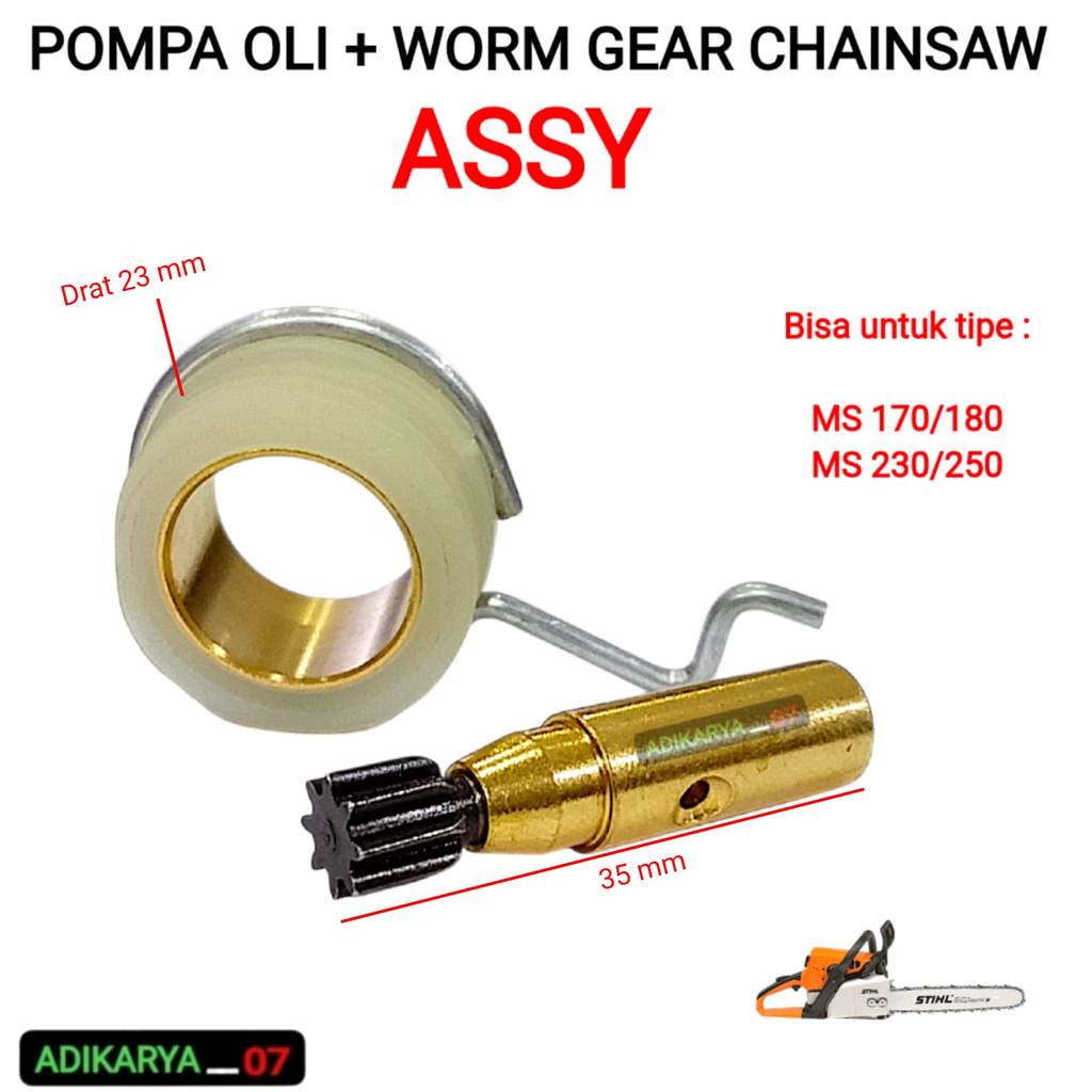 Pompa Oli + Worm Gear Chainsaw MS 230 MS250 Gear Pompa Oli Senso Oil Pump Assy MS 170 180 230 250