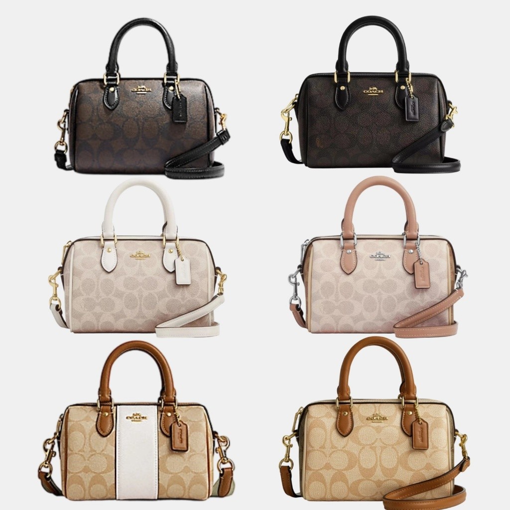COACH Mini Rowan Crossbody-In Signature Canvas With Stripe Bucket Bag Handbag Tas Tangan Wanita