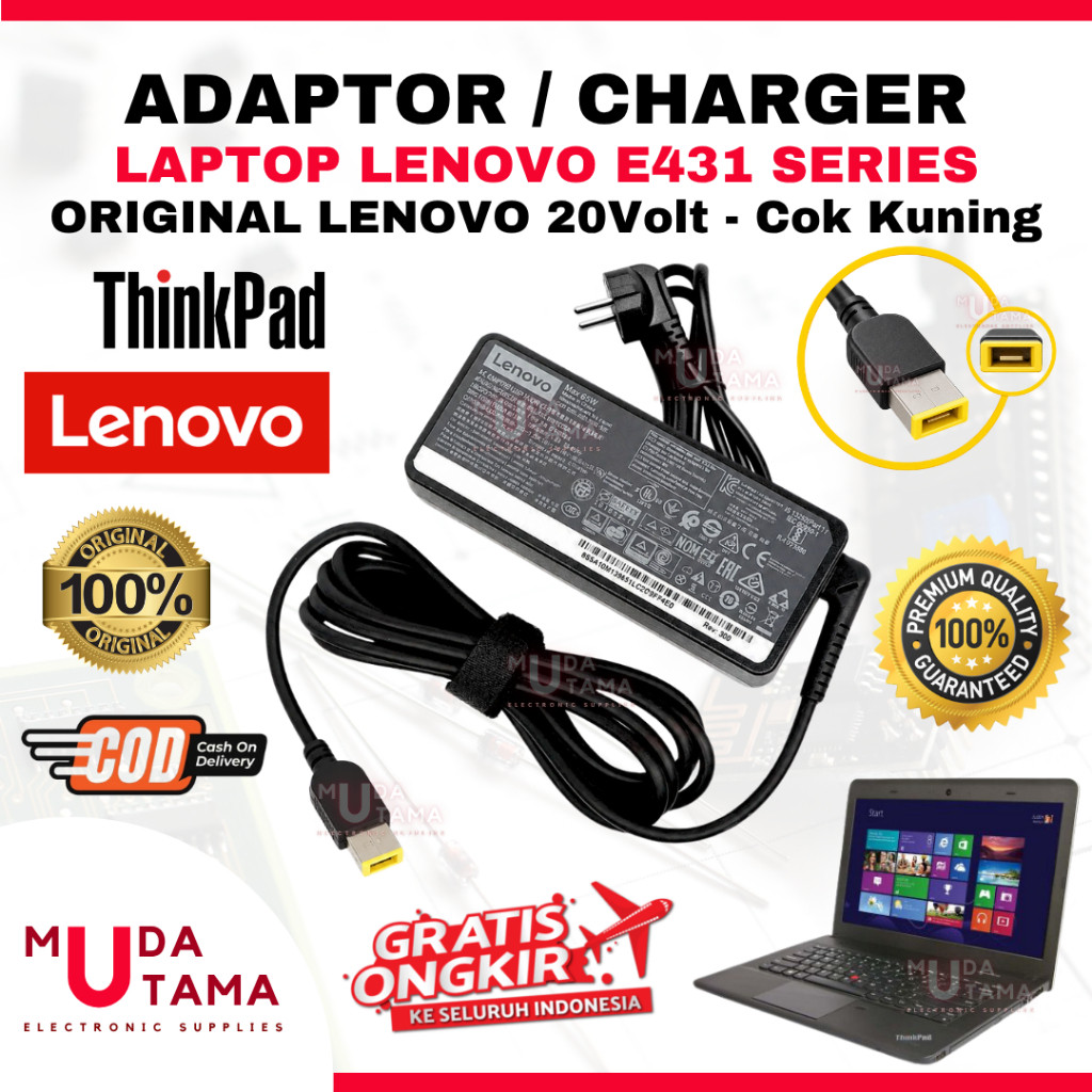 Adaptor Charger Laptop LENOVO Thinkpad E431 USB Kuning - Adaptor Laptop LENOVO Thinkpad E431 - Adapt