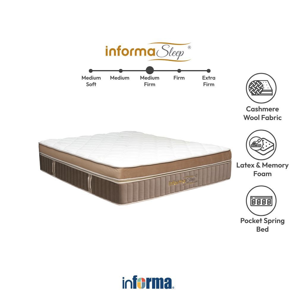 Informa Sleep Belgio Kasur Pocket - Cokelat Springbed Mattress Kasur Pegas Saku Spring Mattress Pock