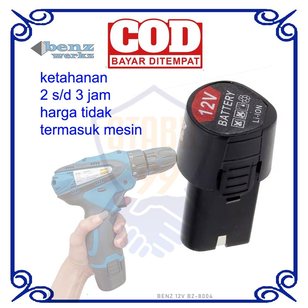 BENZ BZ 8004 Mesin Bor Batre Batere Batrai Batere Cadangan 12v 12 volt Li-on Lithium