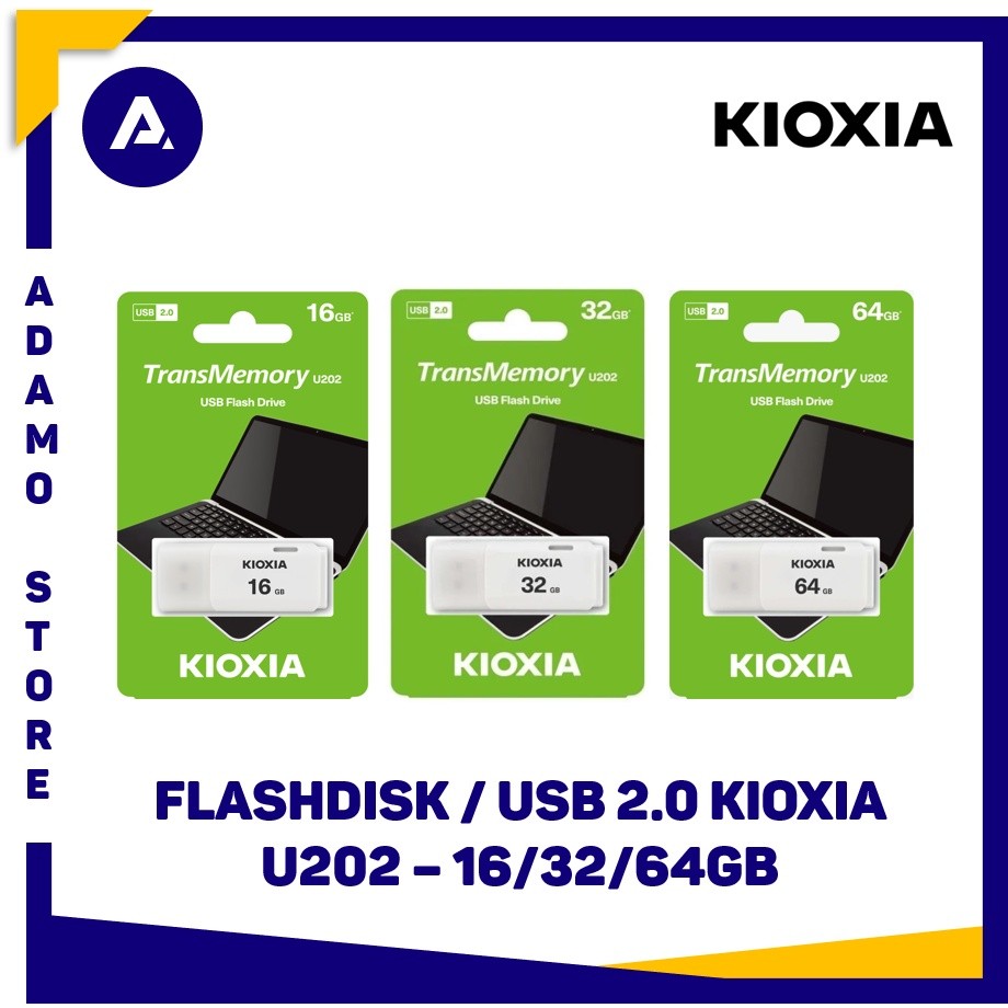 BYTECORE Flashdisk Flash Disk Kioxia 16GB 32GB 64GB USB 2.0 U202 - Putih / Biru