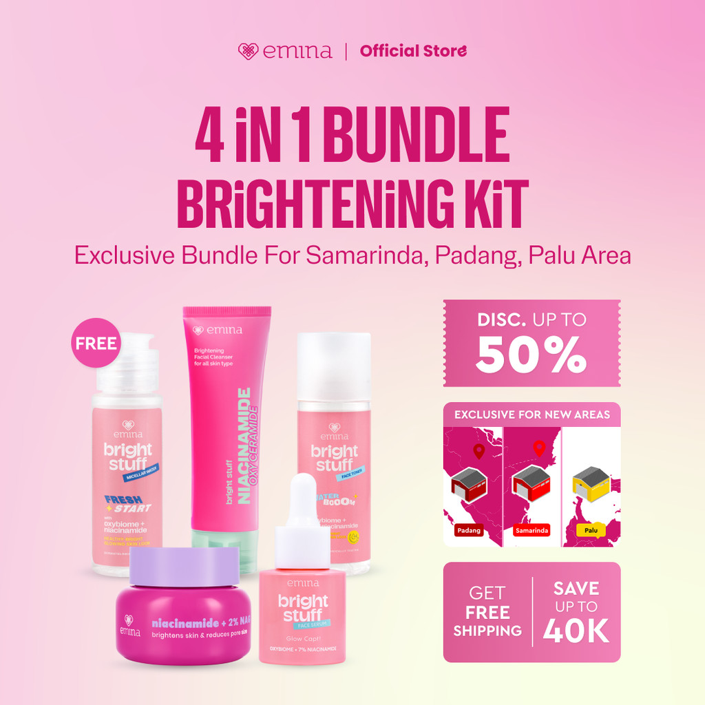 [SPECIAL NEW WAREHOUSE] Emina 4pcs Bundle 4in1 Paket skincare Moisturizer Serum Face Wash - GLOWING 