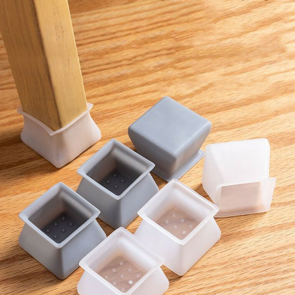 10Pcs Square/Round Silicone Chair Leg Caps Floor Protectors  Feet Pads Mute Solid Table Leg Cover An