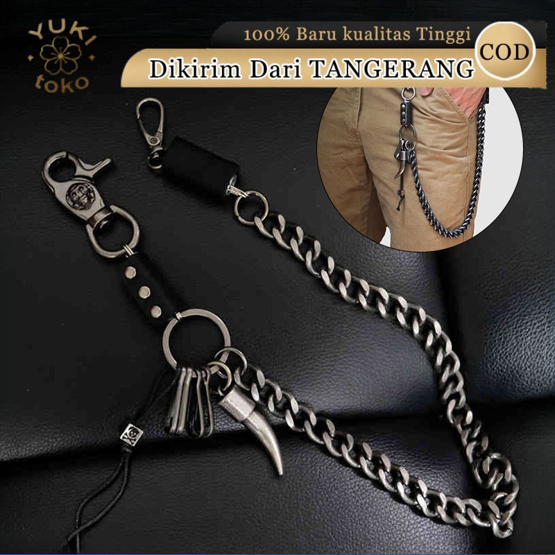 Dompet Rantai Celana Pria Punk, Rantai Baja Chain Dompet Keren Gaya Rocker