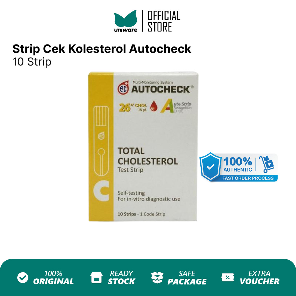 UNIWARE Autocheck Strip Cholesterol 10 Strip | Refill Strip Tes Kolesterol Akurat Original