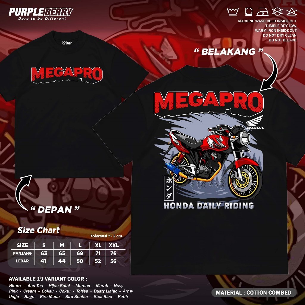 Kaos Honda Megapro Primus Daily Riding - Baju Distro Racing Otomotif Motor Herex CB GL MP Tiger | Pu