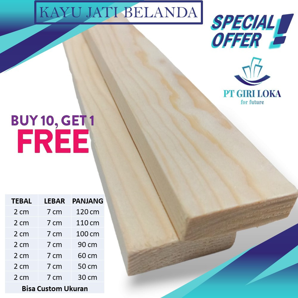 Papan Kayu Jati Belanda Ukuran 120 110 100 60 50     2x7 Cm - Serut & Amplas