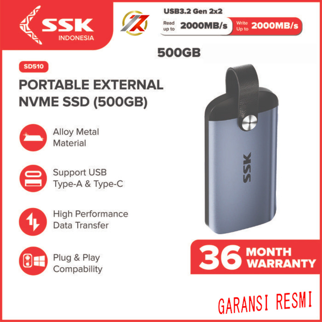 SSK SD510 500GB SSD External Portable NVME | SSD EXTERNAL PORTABLE NVME SSK SD510 500GB