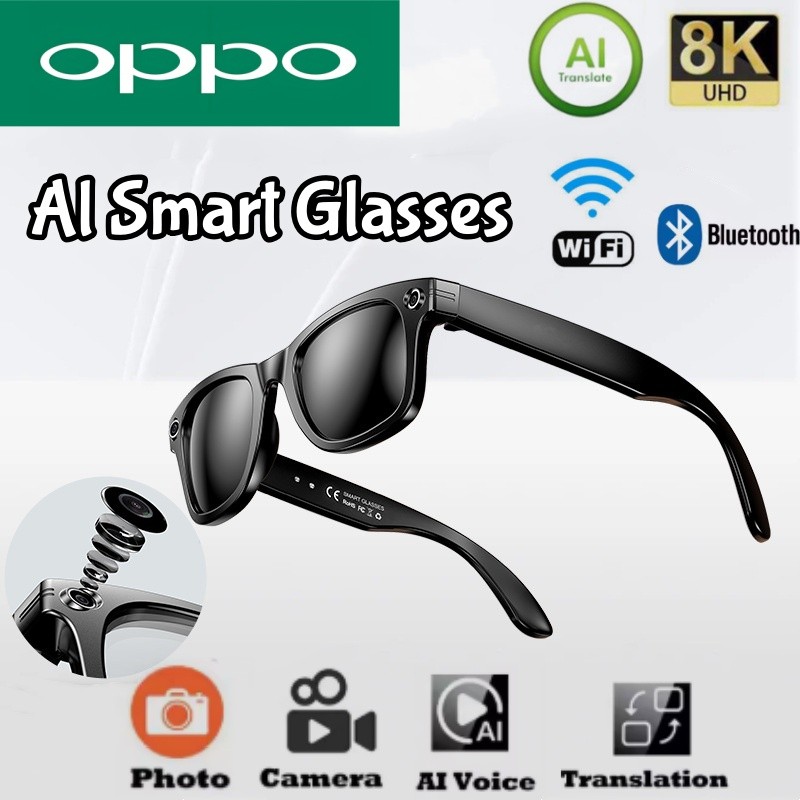 OPPO 2025 100MP Camera Smart AI Glasses Waterproof Bluetooth Call Playing Music Smart Glasses Identi