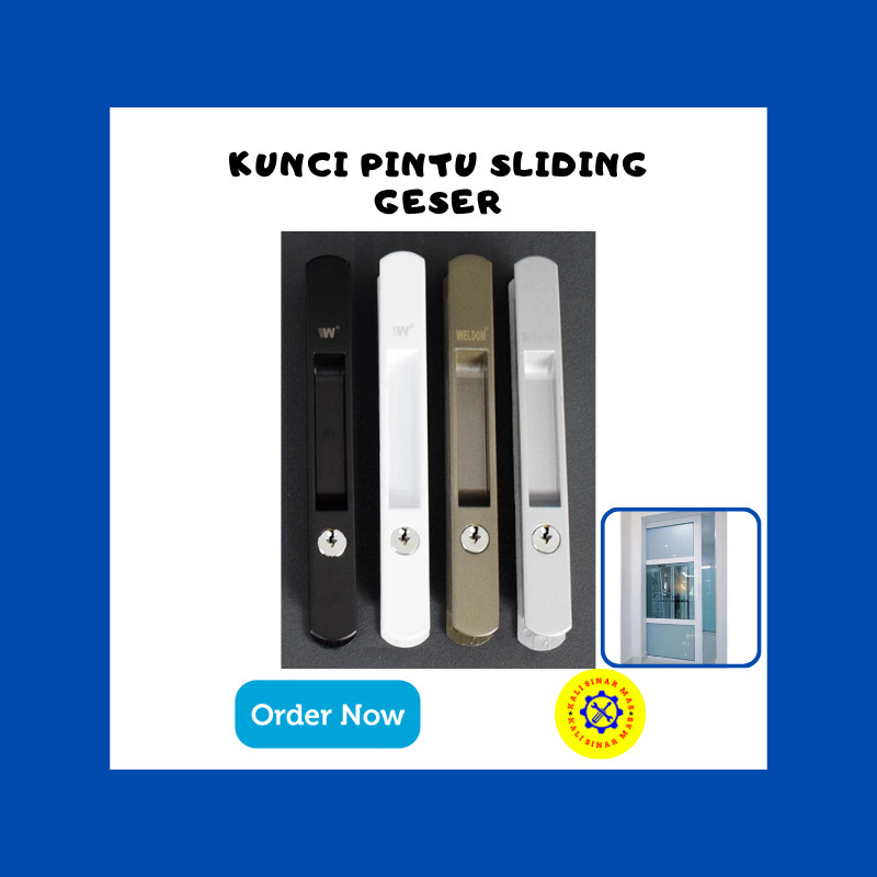 Handle Kunci Pintu Aluminium Geser Tanam Weldom RA66 - Kunci Sliding Pintu Geser Aluminium