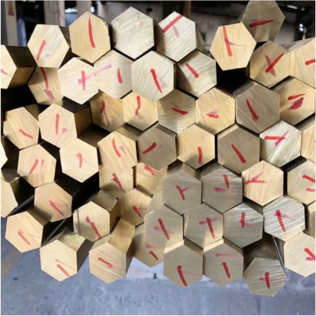 As Kuningan segi 6 hexagon diameter 25 mm x 500mm