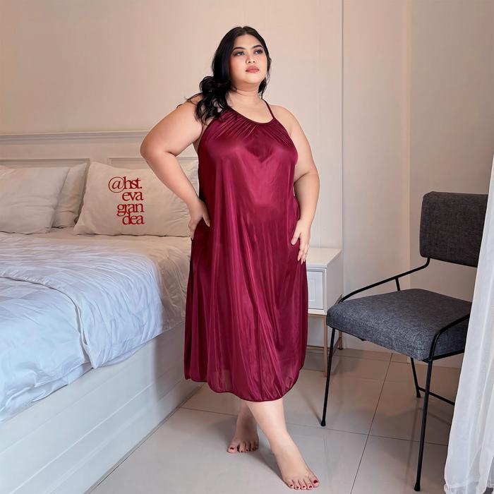 Promo Best Chubby Size Hst  - Elegant look ( Tomato dress ) `` Spaghetti strap choice - Tomato