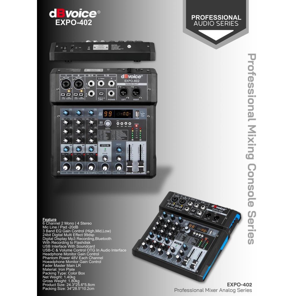 EXPO-402 MIXER 6 CHANNEL DBVOICE ORIGINAL / MIXER 4 CHANNEL 2 MONO 4 STEREO / EXPO402 DBVOICE / EXPO