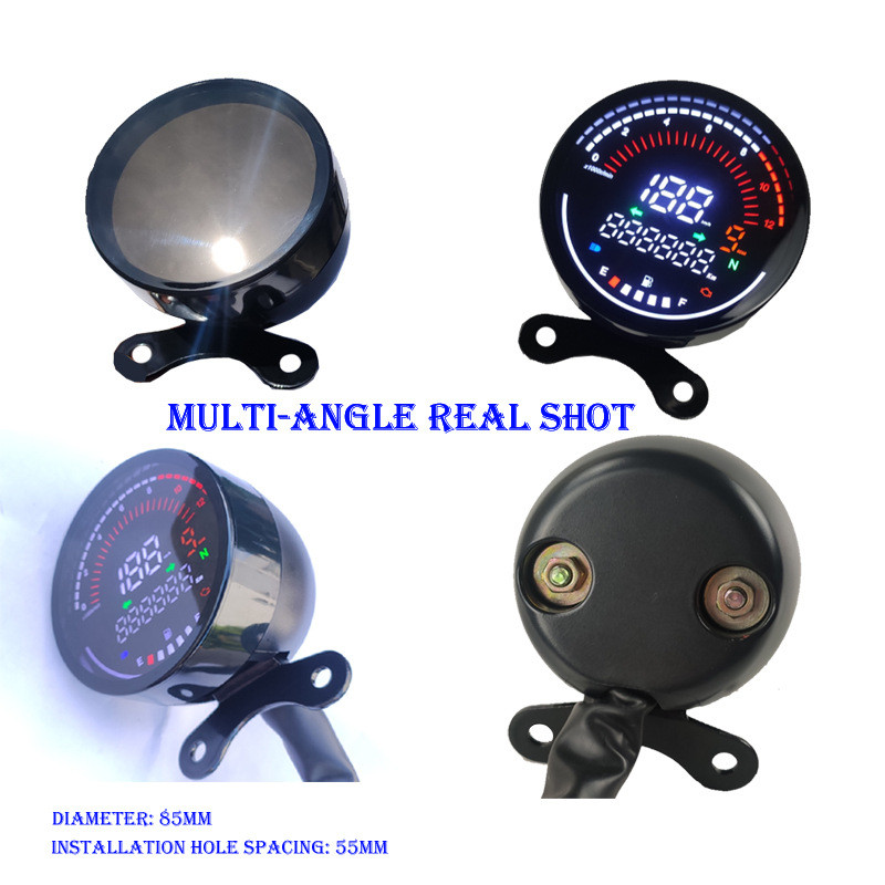 Speedometer Spedometer Spidometer Speedo Spedo Spido Meter Digital Bulat Motor Custom Retro Classic 