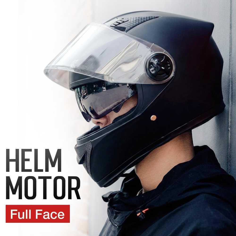 AXK Helm Full Face Motor Sport Olahraga Double Lens Anti Fog Motocycle - A557