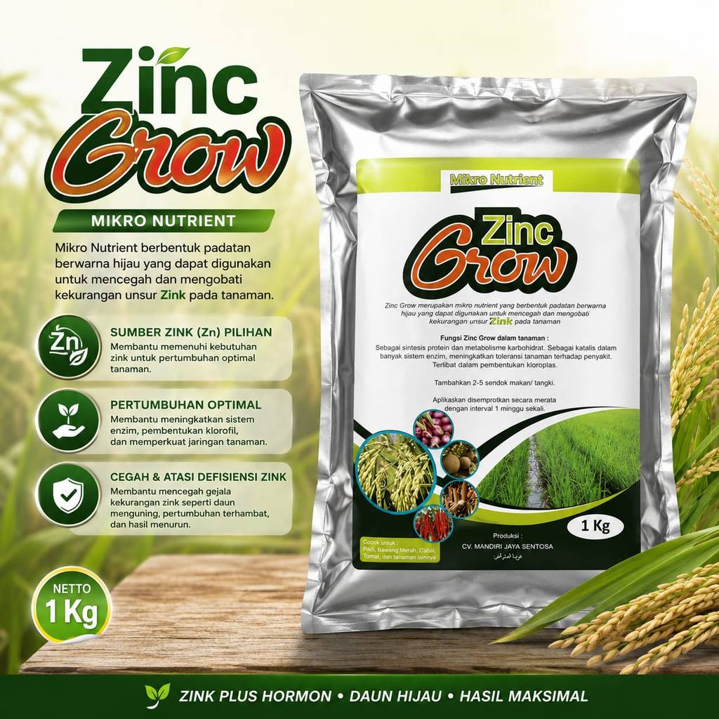 Zinc Grow  1kg Obat Padi Bubuk Obat Hama Padi Obat Pertanian Padi Mutiara Zink Obat Daun Padi Mutiar