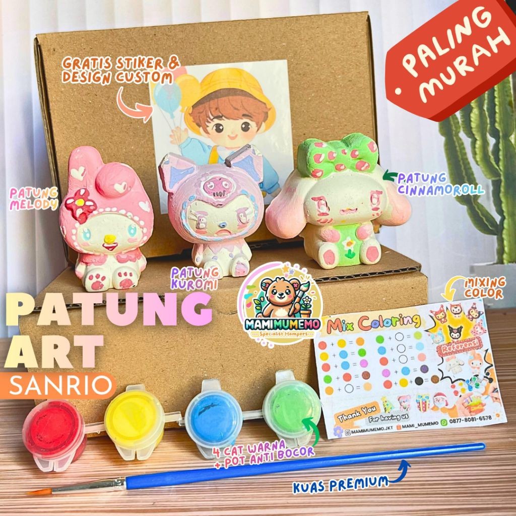 TERLARIS [READY STOK] cinnamon roll boneka / kuromi / my melody painting patung gypsum 3D mainan edu