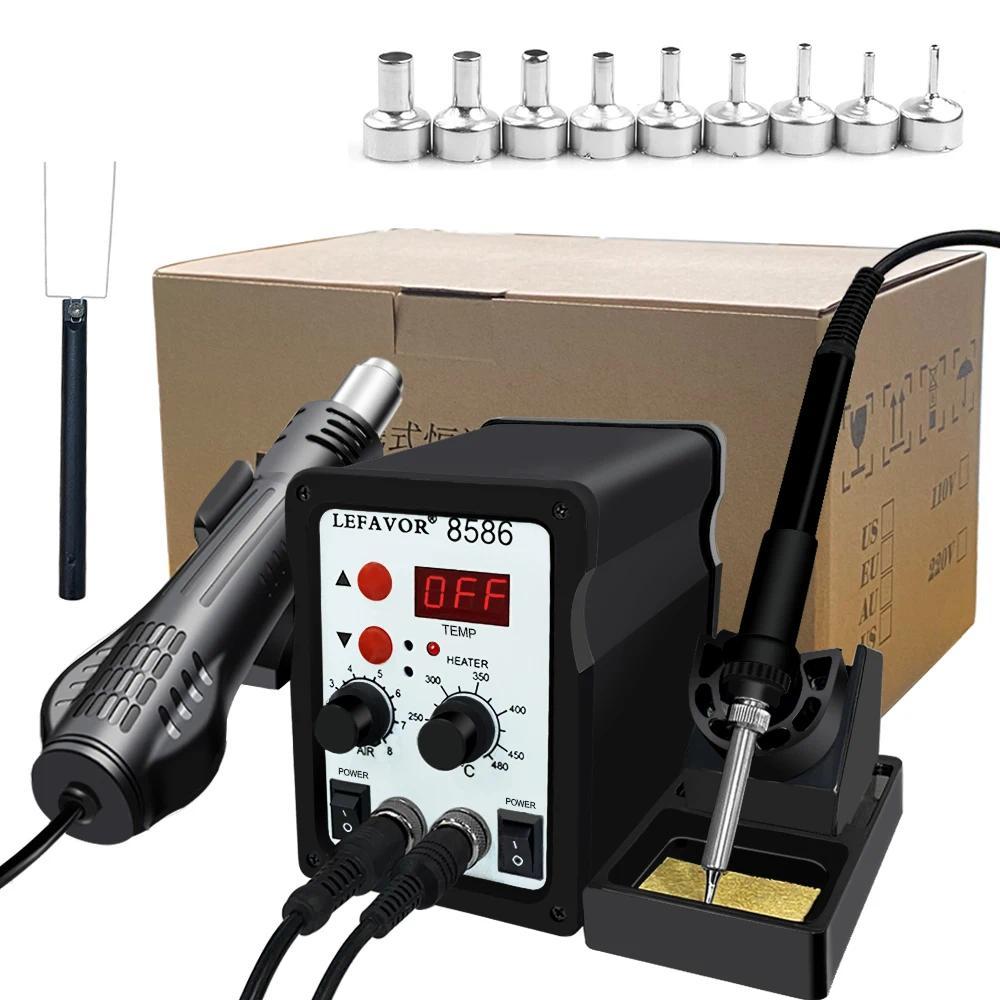 8586 Soldering Station 2 In 1 gital ESD Hot Air Blower Heat  Welng Solder Iron SMD Desoldering Rewor