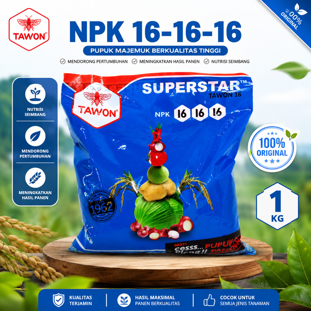 Pupuk NPK tawon 16-16-16 1 kg npk biru npk cap tawon 1 kg