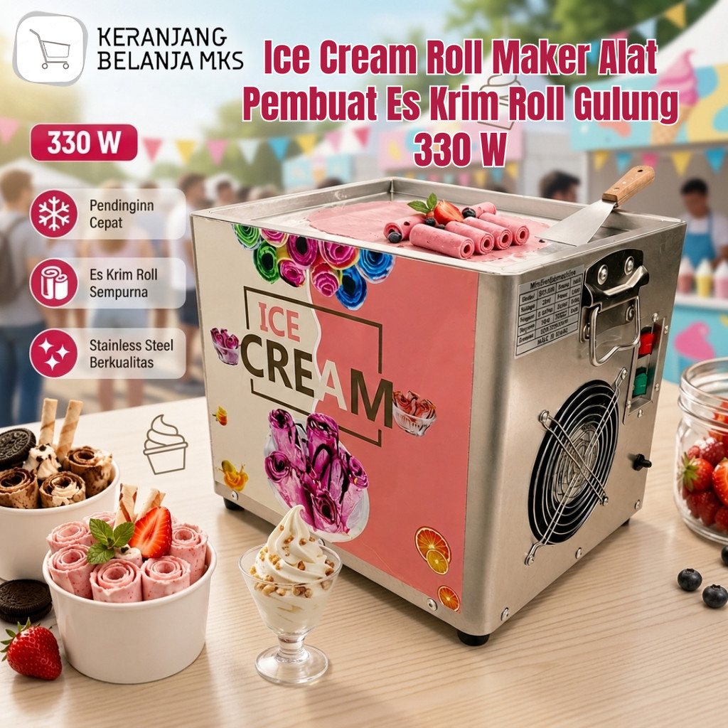 Ice Cream Roll Maker Alat Pembuat Es Krim Roll Gulung 330 W