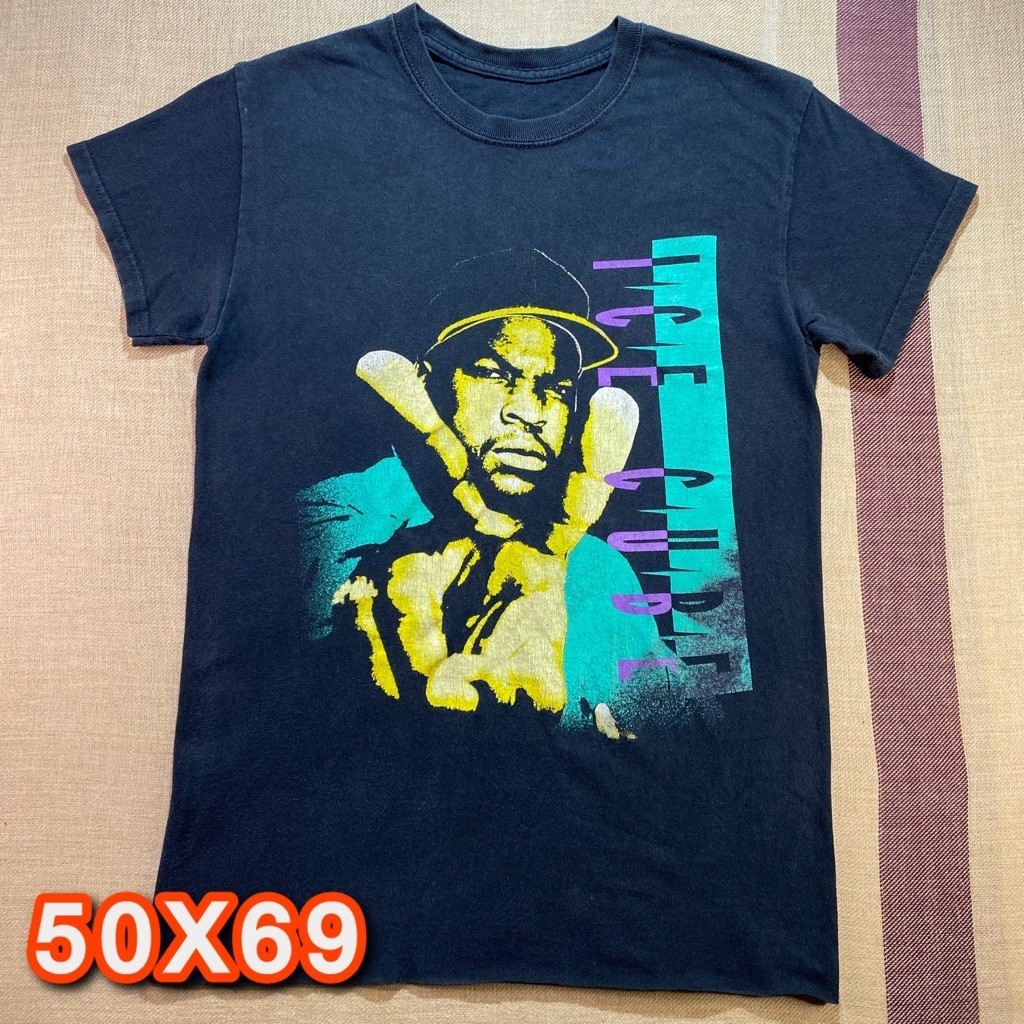 Kaos second Ice Cube Rap Tee Vintage Style - hitam Faded - Tag Cut Raw Hem