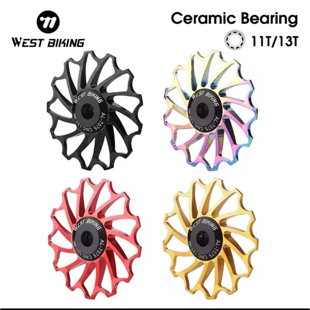 Foto West Biking Ceramic Pulley RD 11T 13T Jockey Wheel Bearing Keramik Idler Pulley Ceramic Alloy Loncer untuk Sepeda