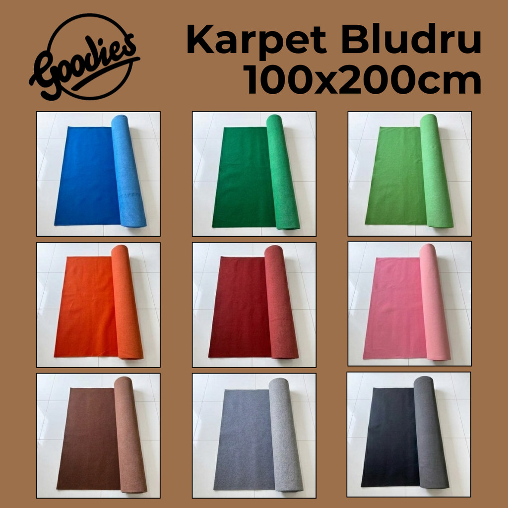 Karpet Bludru Meteran (100x200 cm) Polos untuk Alas Masjid Mushola Panggung / Tikar Beludru Babut un