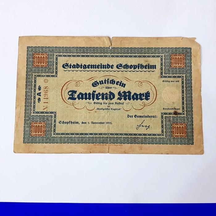 Uang Kuno/Uang Lama Jerman 1922. Reichsbanknote 1000 Mark