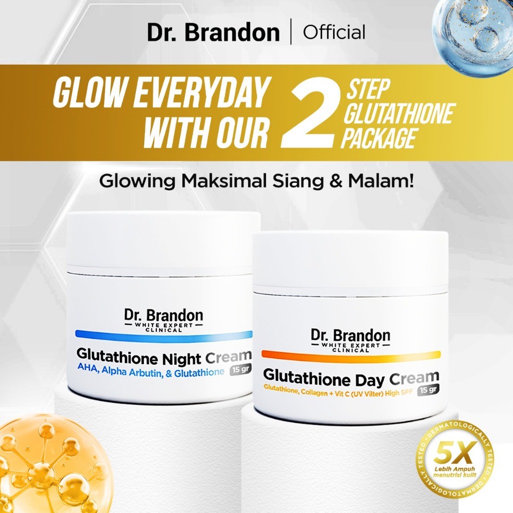 SERUM | Serum Wajah Dr.Brandon Glutathione Day + Night Cream Package anti flek mencerahkan wajah