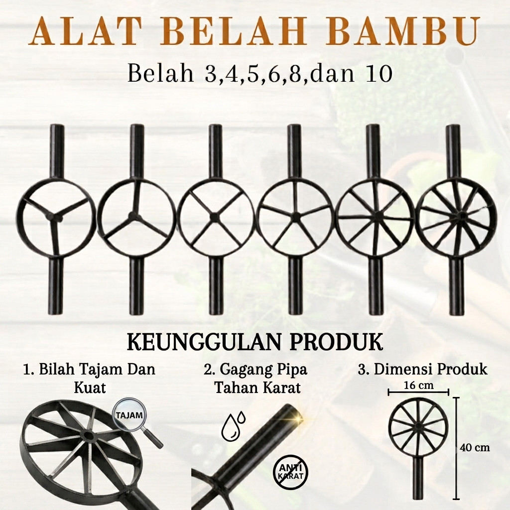 COD Alat Belah Bambu Manual / Belah Bambu / Pisau Belah Bambu / Belah 3 Sampai 8 Asli