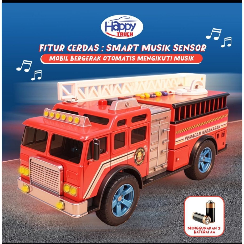 Mainan Anak truk pemadam kebakaran mobil pemadam bisa jalan suara dan lampu / fire truck SW Promo Te
