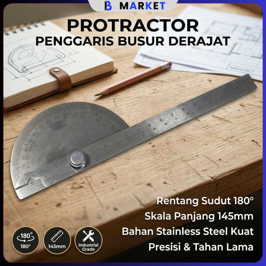 Penggaris Busur Derajat Measuring 145mm 180Degree - PR180