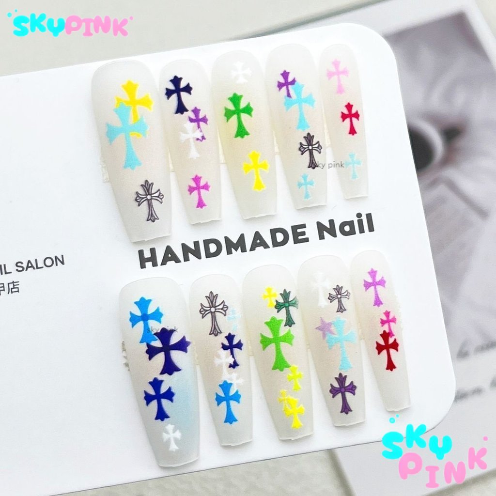 3D Cat Eyes Kuku Palsu Panjang Press On Nails Free Lem Kuku Palsu Dengan Lem Tahan Air Dan Mudah Dip