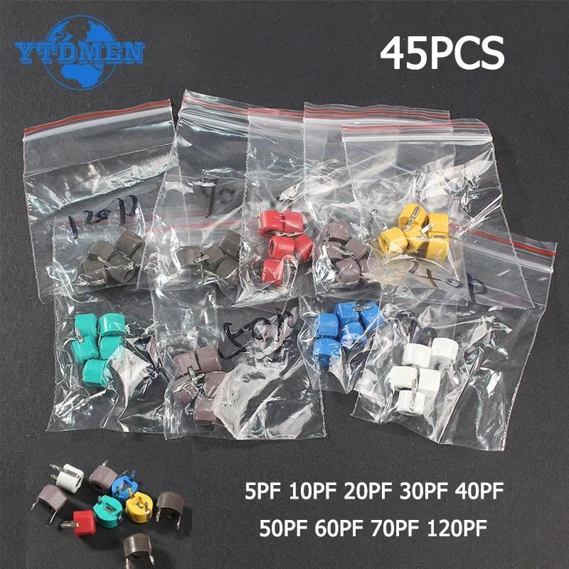 45PCS Variable Trimmer Capacitor Kit JML06 5PF 10PF 20PF 30PF 40PF 50PF 60PF 70PF 120PF Adjustable C