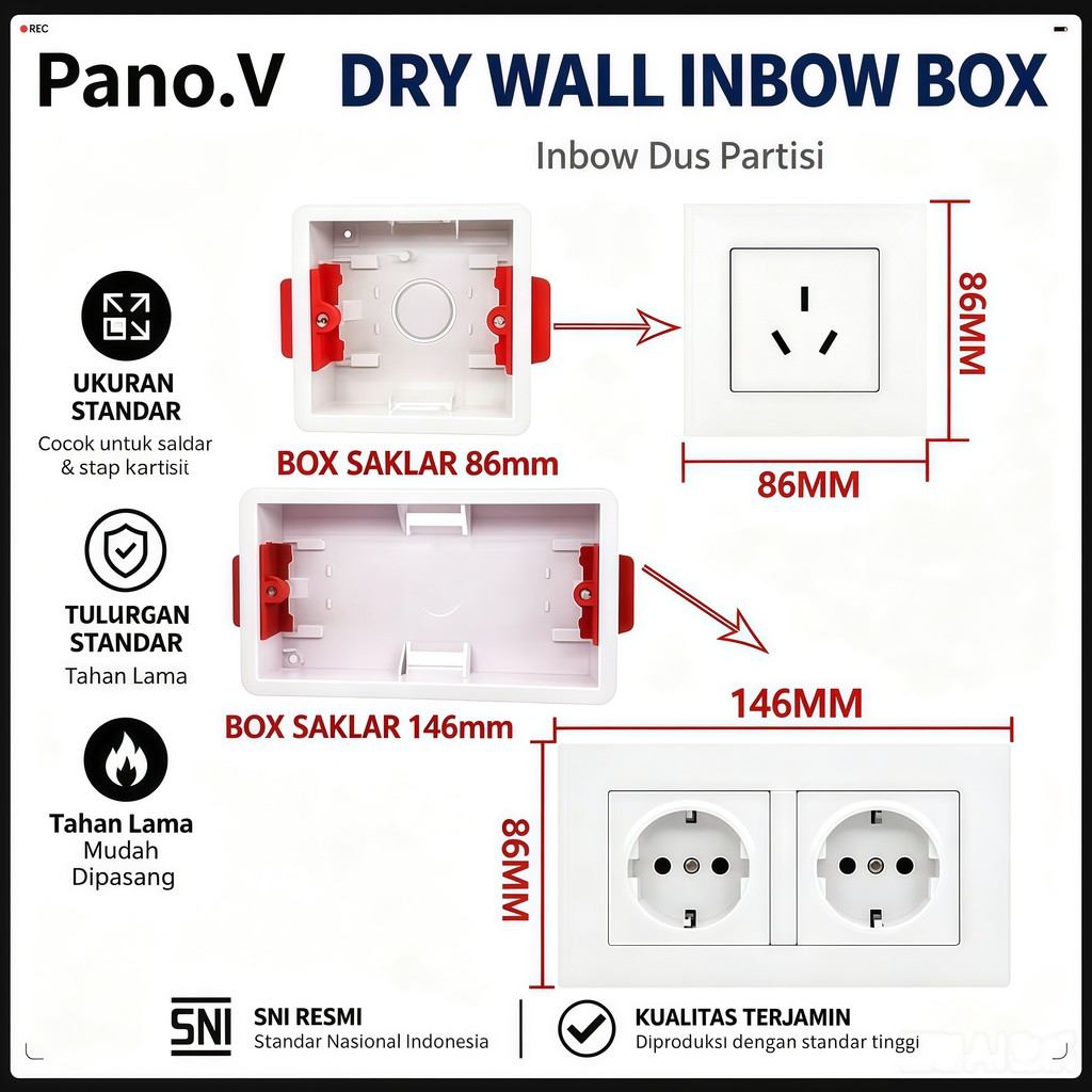 Mangkok tanam listrik Inbow Dus kotak bulat dobel Gypsum Box Saklar Stop Kontak Partisi gipsum gipsu