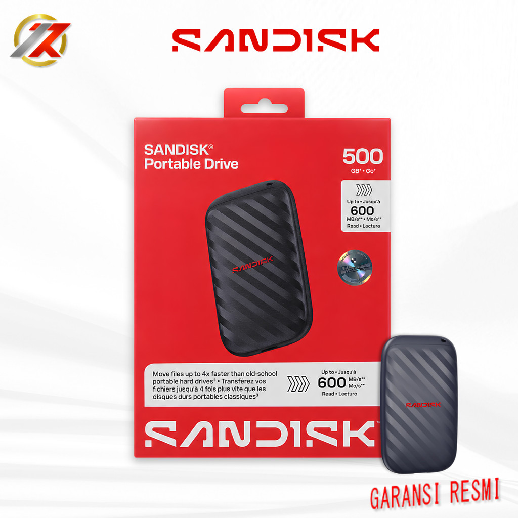 SANDISK SDSSDE10-500G-G25 (Black) 500GB Portable SSD 600mbps | SSD Eksternal Sandisk 500GB 600Mbps S