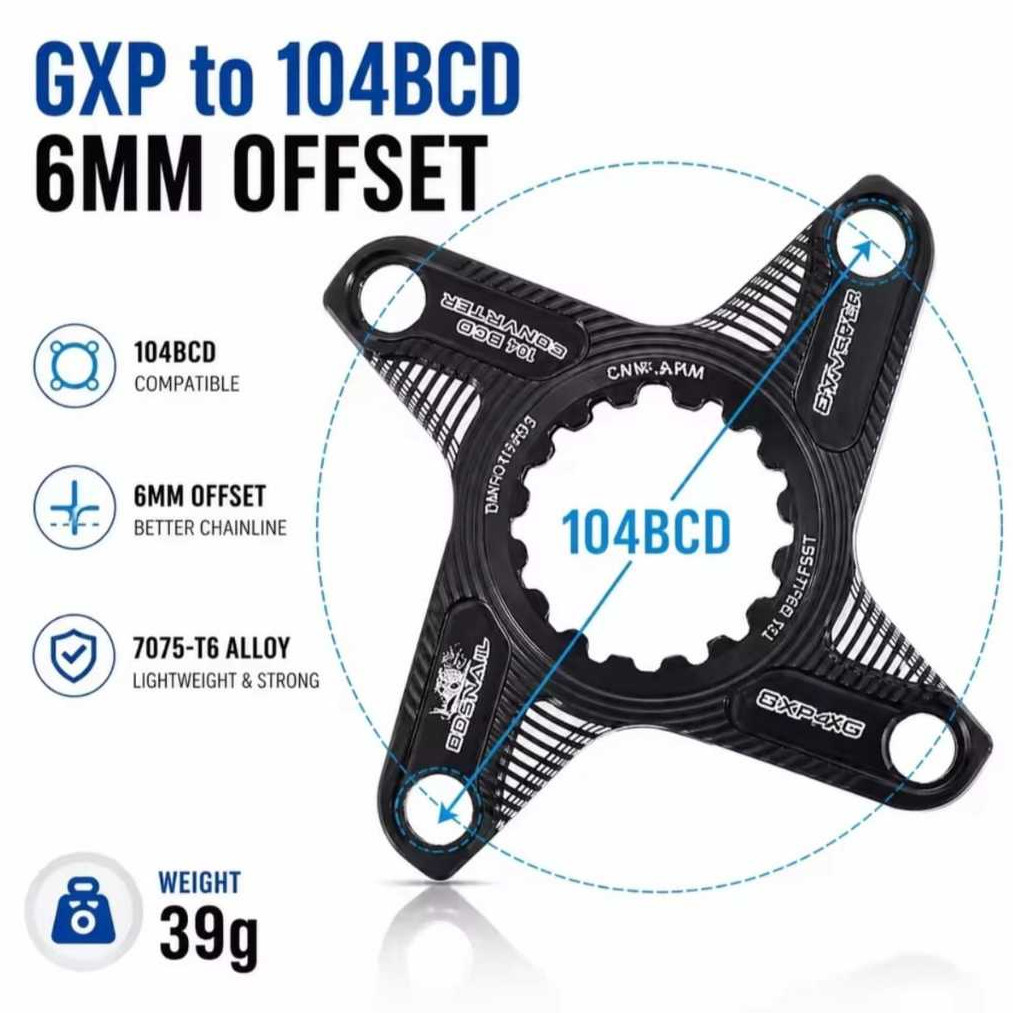 Foto SNAIL Adaptor Crank Sram Spider Direct Mount GXP 3 baut ke Chainring BCD 104 mm 104BCD Alloy Offset 6 derajat mm Sepeda