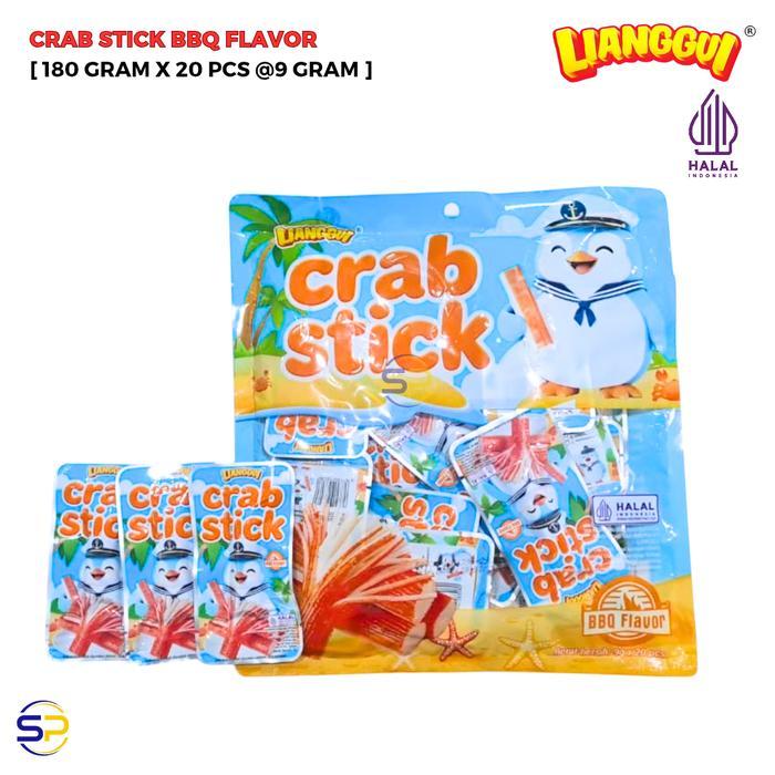 LIANGGUI SNACK CRAB STICK - Cemilan Seafood Siap Saji [180 Gr/20 Pcs @9 Gr] - Crab Stick Bbq