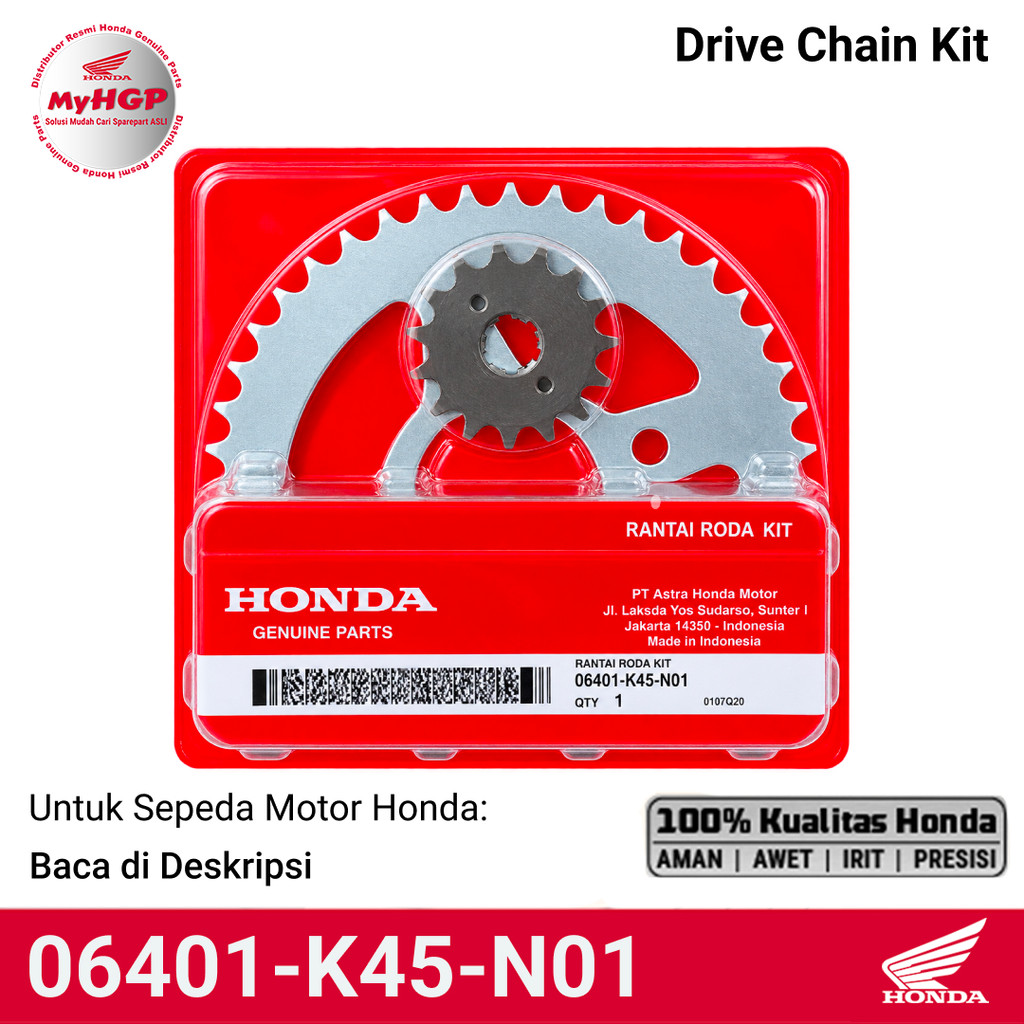 06401K45N01 Drive Chain Kit Gear Set, Drive Chain Kit Honda CB CBR 150 StreetFire 06401-K45-N01