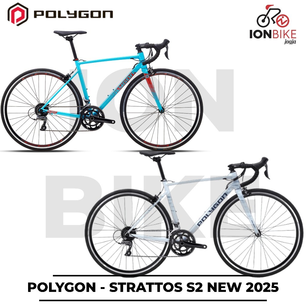 Sepeda Balap 700c Polygon Strattos S2 Terbaru Frame Alloy Ringan 8 Speed Road Bike Roadbike S-2 Fork