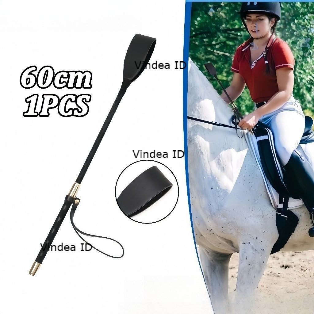 Cambuk Kuda Kulit PU Ringan Panjang 60cm Equestrian Non Slip
