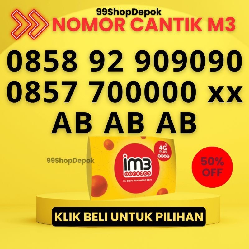 Nomor Cantik Indosat ABABAB - Nomer Cantik Indosat ooredoo - Nomor Cantik im3 909090 - No Indosat 4g