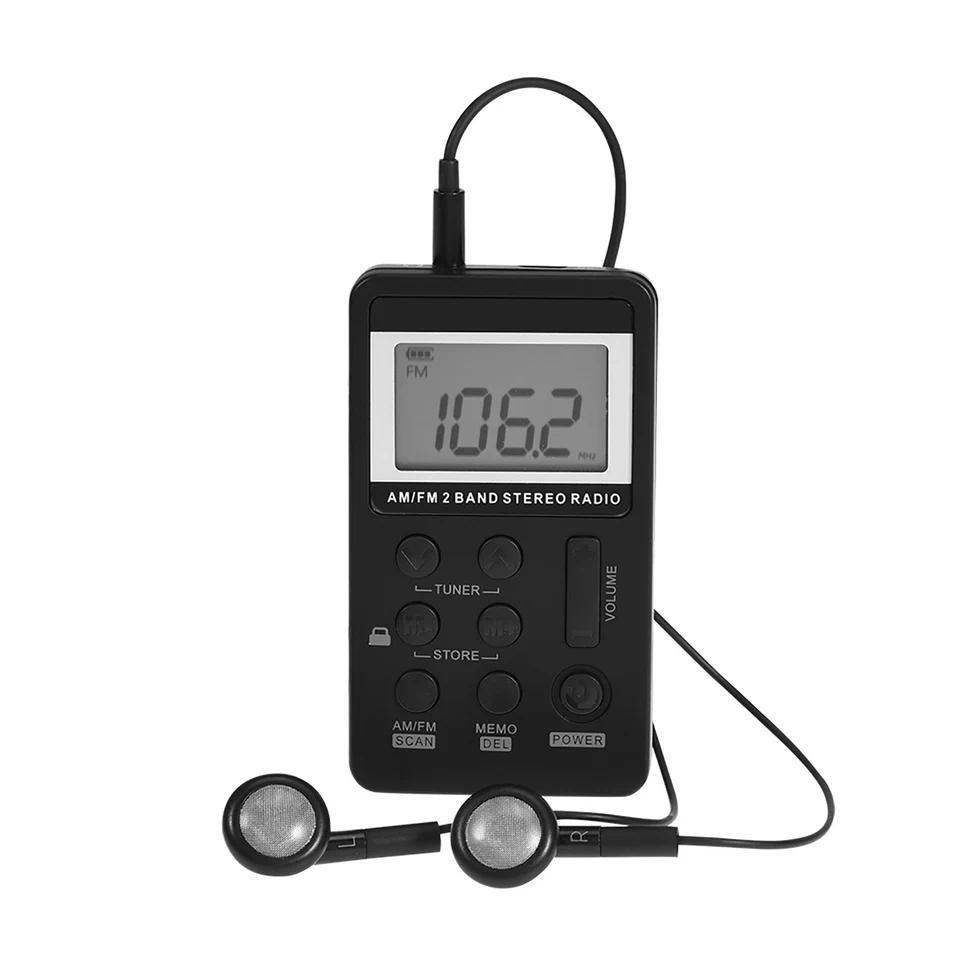 Mini AM/FM 2 Band Stereo  Radio Receiver W/ LCD Display &amp Earphone &amp Rechargeable Battery  rad