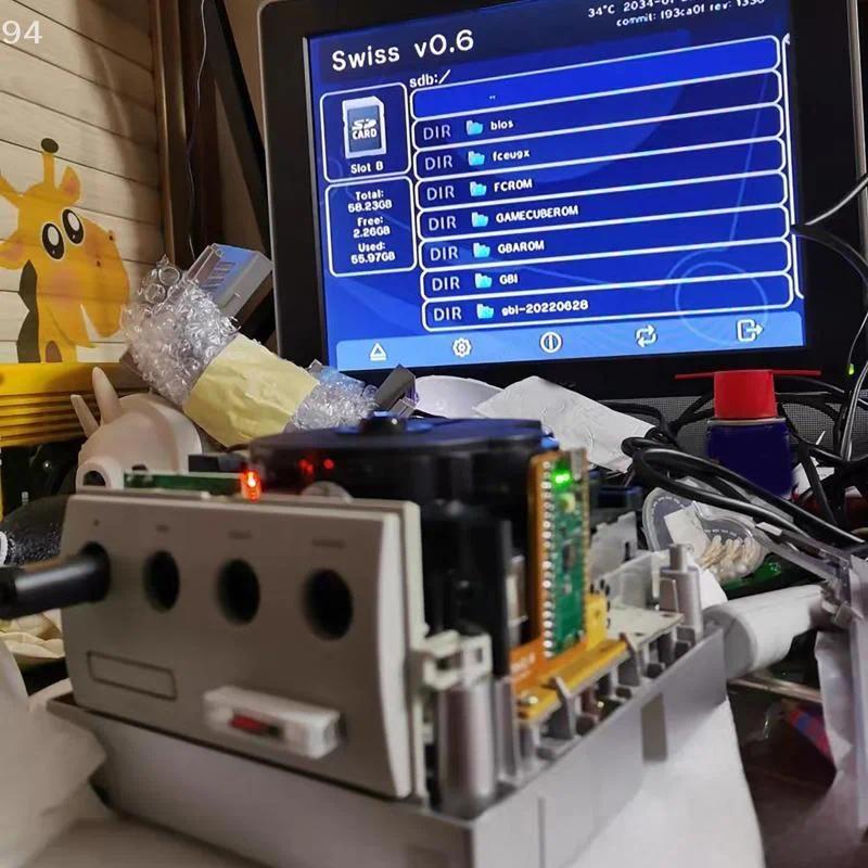 GameCube DOL-001/DOL-101 Console MOD PicoLoader with RP2040 Flippydrive, Swiss Picoboot NGC Solder-L