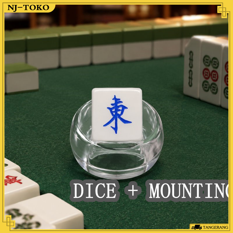 Mahjong Wind Direction Dice With Transparent Base 44MM Dadu Angin Mahjong Ukuran Besar 22MM Bulat