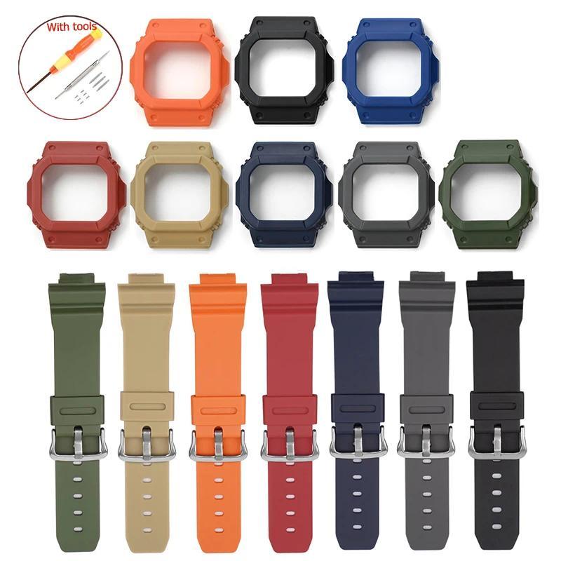 Rubber Strap + Protective Case for Casio G-shock DW-5600 5610 GW-M5610 GW-B5600 Men Replacement Brac