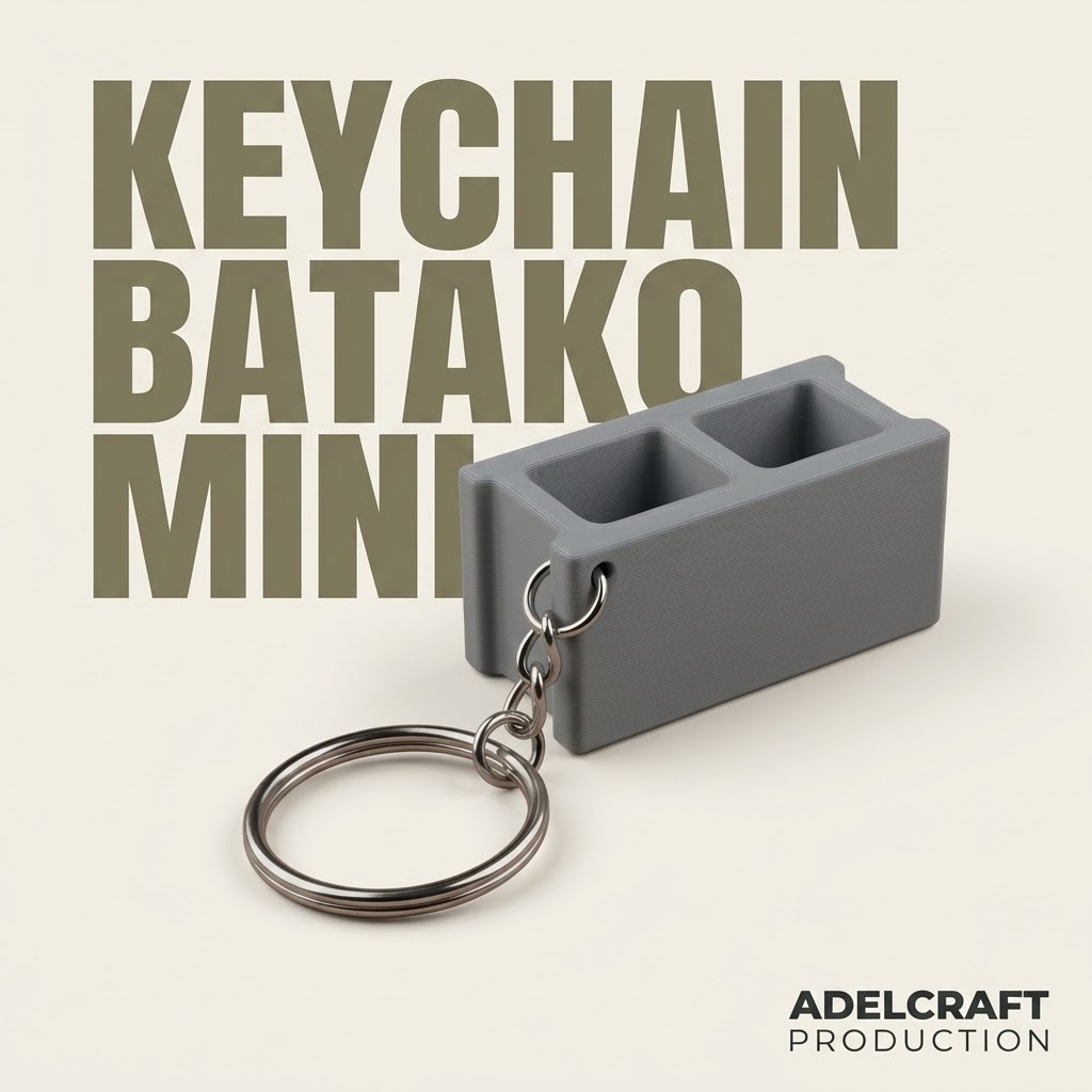 Gantungan Kunci Batako Mini Miniatur Bata Hebel 3D Print Keychain Unik Gantungan Tas Hadiah
