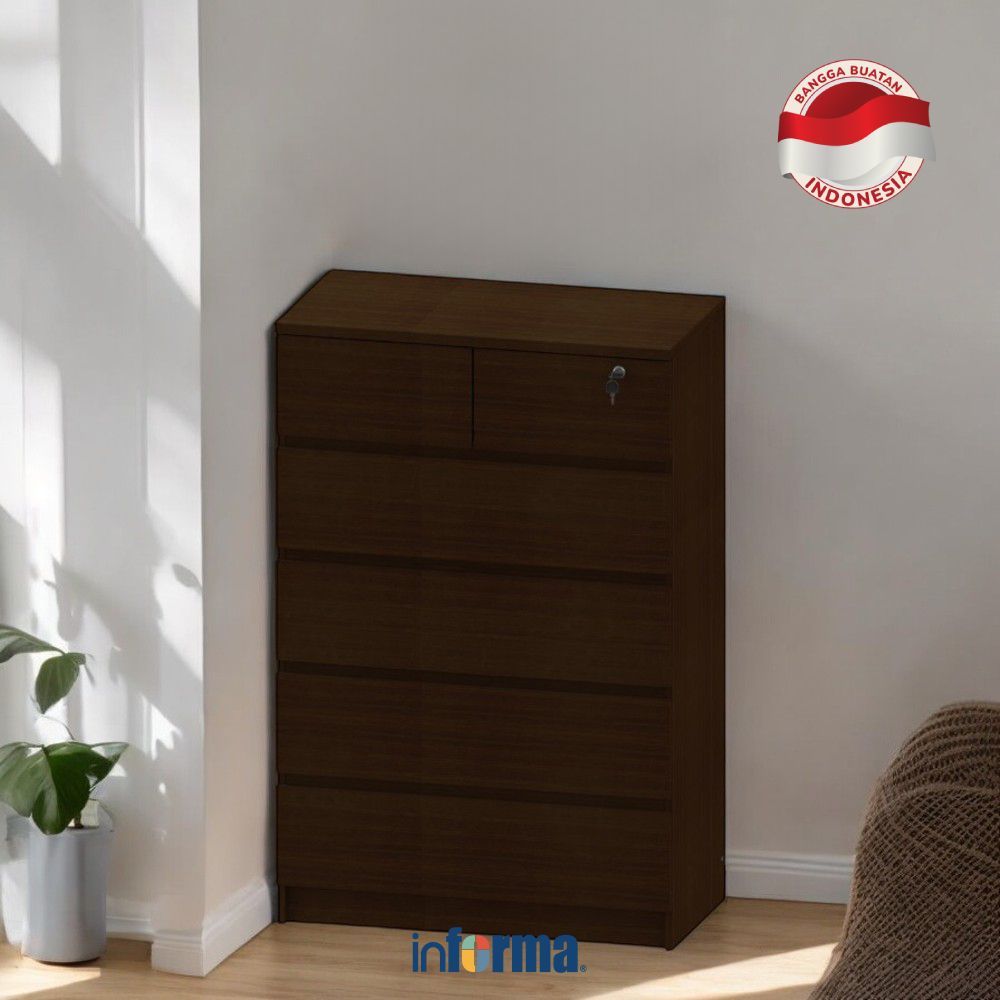 Informa Maxy Laci Pakaian 5 Tingkat - Cokelat Oak Lemari Laci Chest Drawer Penyimpanan Pakaian Furni