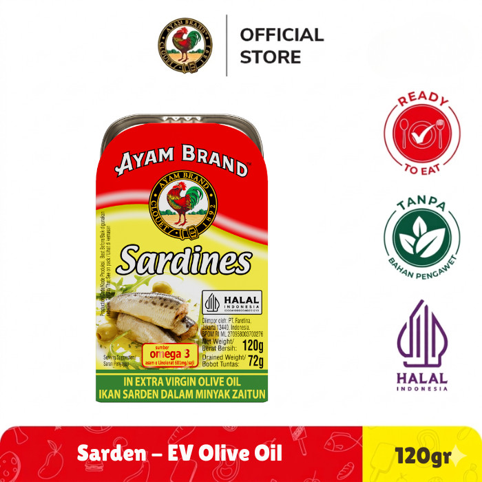 Ayam Brand Sarden Kaleng Extra Virgin Olive Oil 120gr